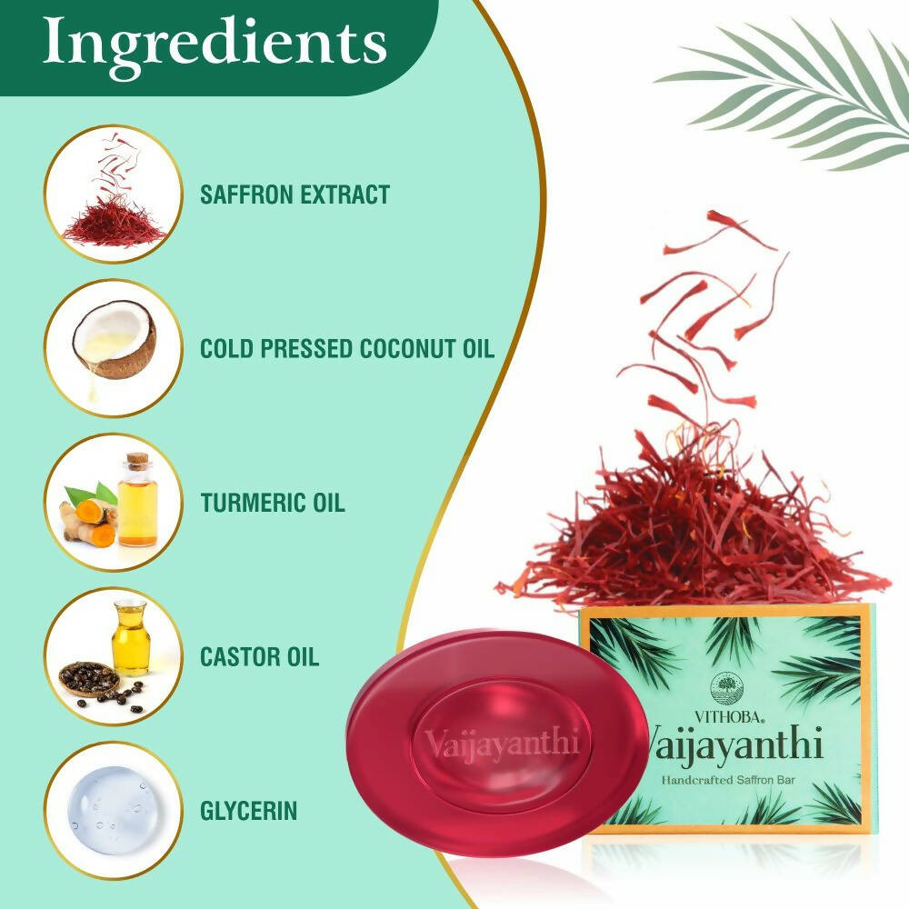 Vithoba Ayurvedic Vaijayanthi Handcrafted Saffron Soap Bar | Grocsy