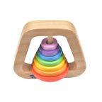 Nesta Toys Wooden Rainbow Rattle for Babies, Montessori Wooden Toy | Grocsy