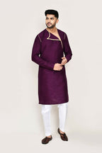 Joban Fashion Purple Colored Art Silk Fabric Kurta With Straight Fit Pant | Grocsy