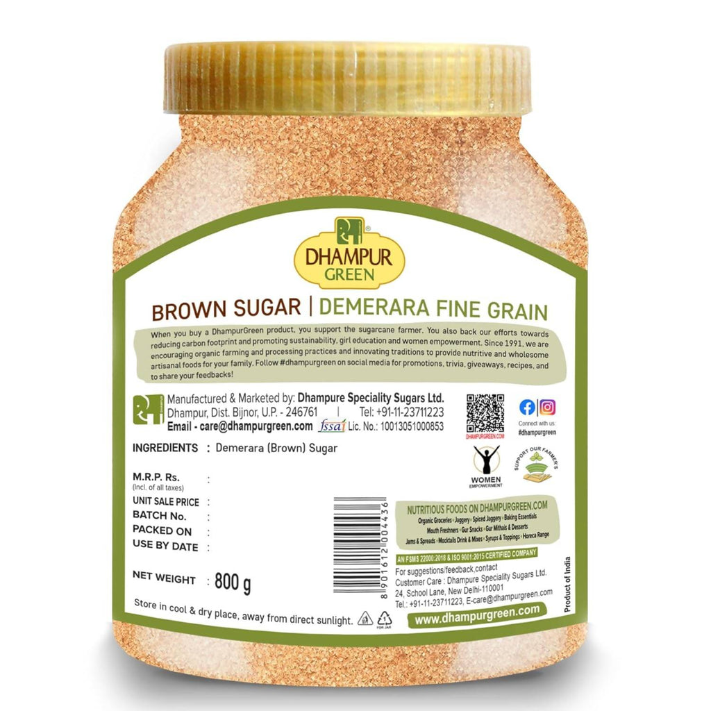 Dhampur Green Demerara Brown Sugar (Fine Grain) | Grocsy