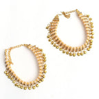 Mominos Fashion Kamal Johar Gold-Polished Pearls Anklets With Muvvas | Grocsy