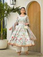 Functional Designer Sky Jam Silk Anarkali suit with Dupatta-Anbazaar | Grocsy