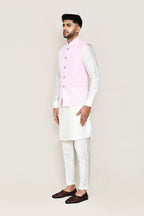 Joban Fashion White Colored Art Silk Fabric Kurta, Jacket With Straight Fit Pant | Grocsy