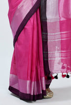 Mominos Fashion Moeza Bhagalpuri Handloom Silk Pink Saree | Grocsy