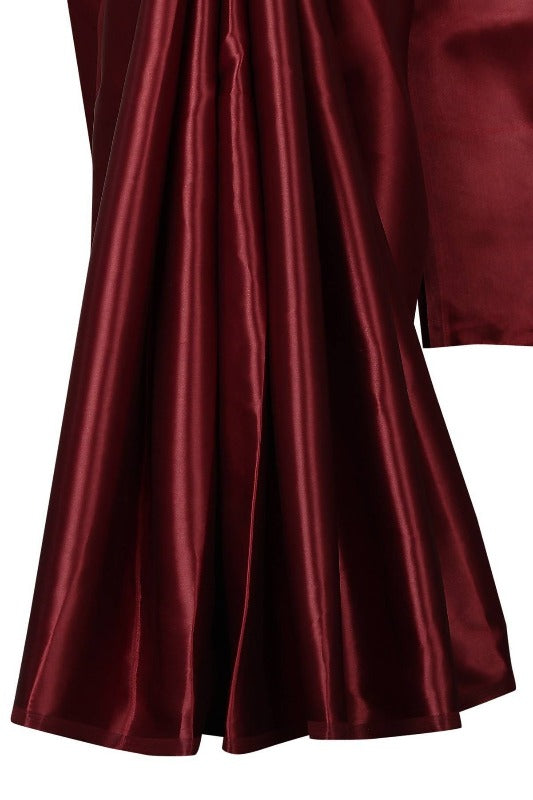 Vamika Maroon Satin Designer Saree (PAVITRA MAROON) | Grocsy