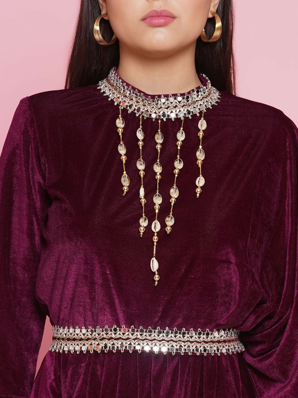 Joban Fashion Wine Drape Kurta and Pant | Grocsy