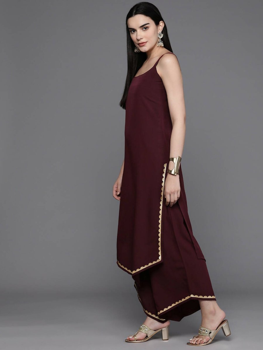 Ahalyaa Women Regular Kurta with Palazzos & With Dupatta - Brown Color | Grocsy