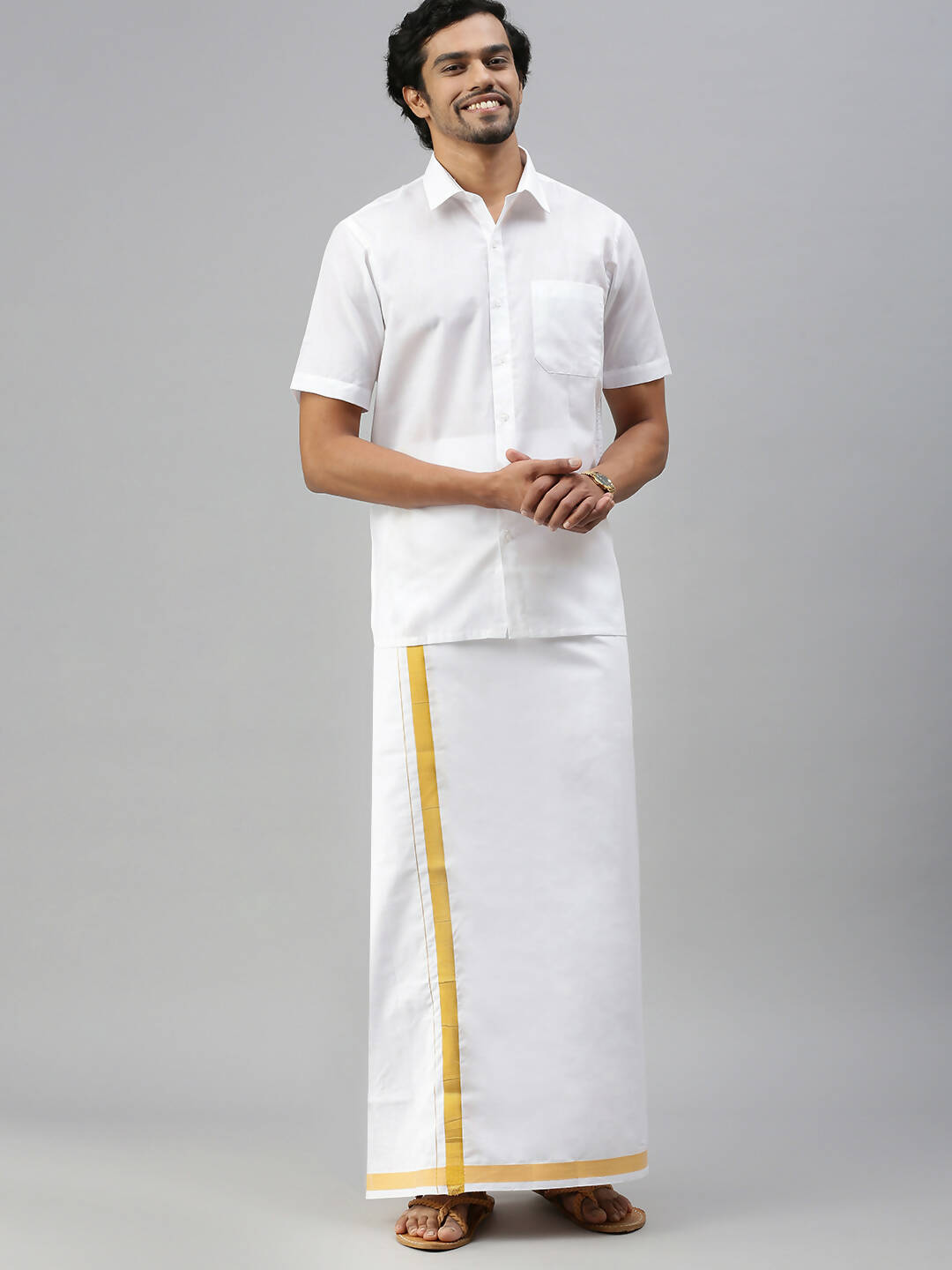 Ramraj Cotton Mens Half Sleeve Formal White Shirt | Grocsy
