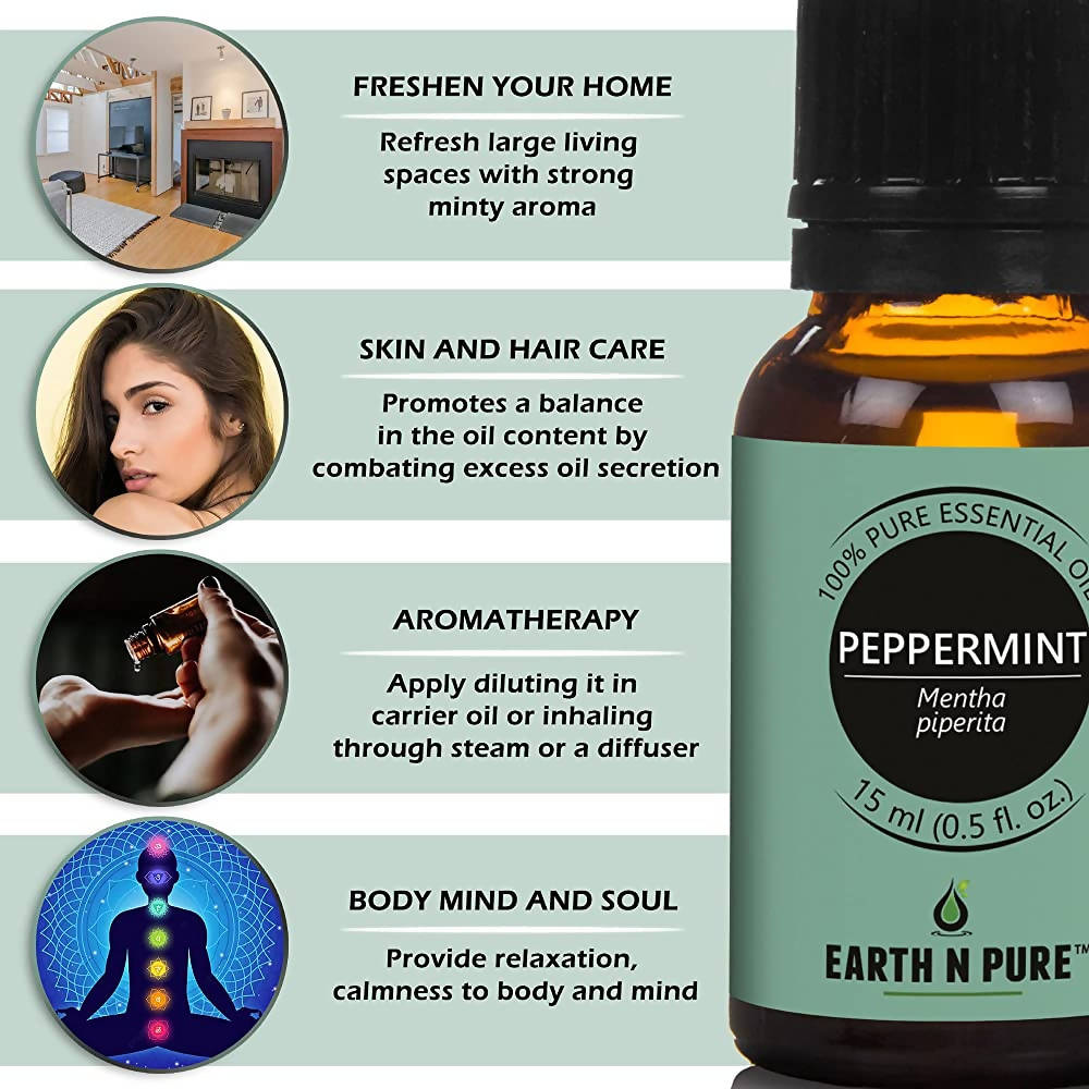 Earth N Pure Essential Oils (Peppermint, Sweet Orange, Eucalyptus, Tea tree, Lavender & Rosemary) | Grocsy