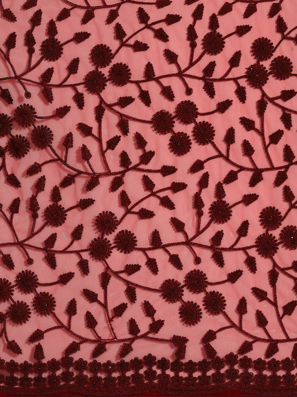 Maroon Woven Design Net Saree with Blouse Piece - Kalamkari | Grocsy