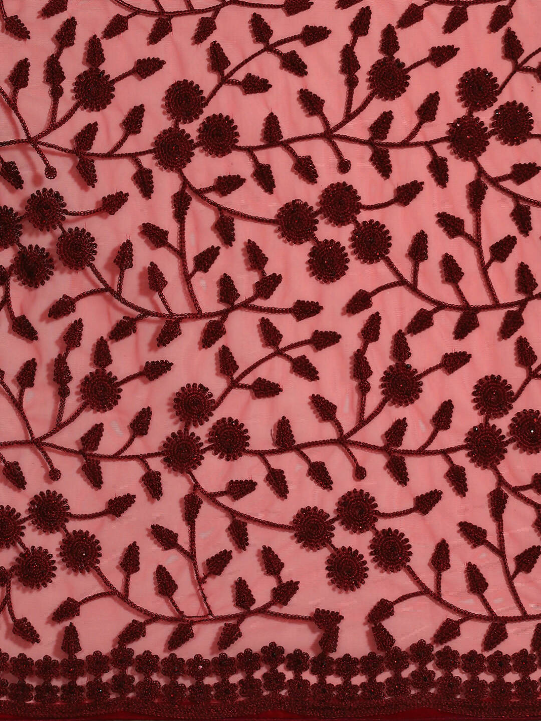 Maroon Woven Design Net Saree with Blouse Piece - Kalamkari | Grocsy
