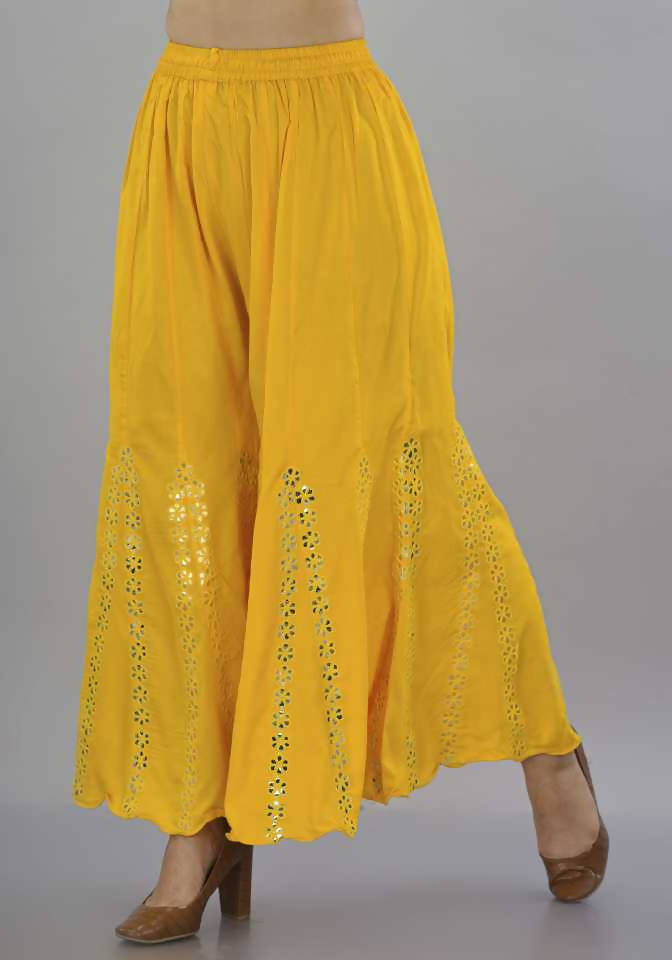 Mominos Fashion Yellow Mirror Palazzo | Grocsy