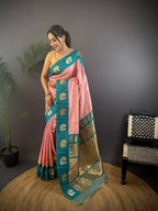 Joban Fashion Teal Butti Banarasi Silk Sarees | Grocsy