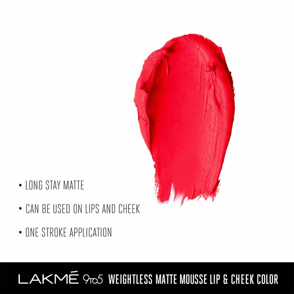 Lakme 9 to 5 Weightless Matte Mouse Lip and Cheek Color - Coral Cushion | Grocsy
