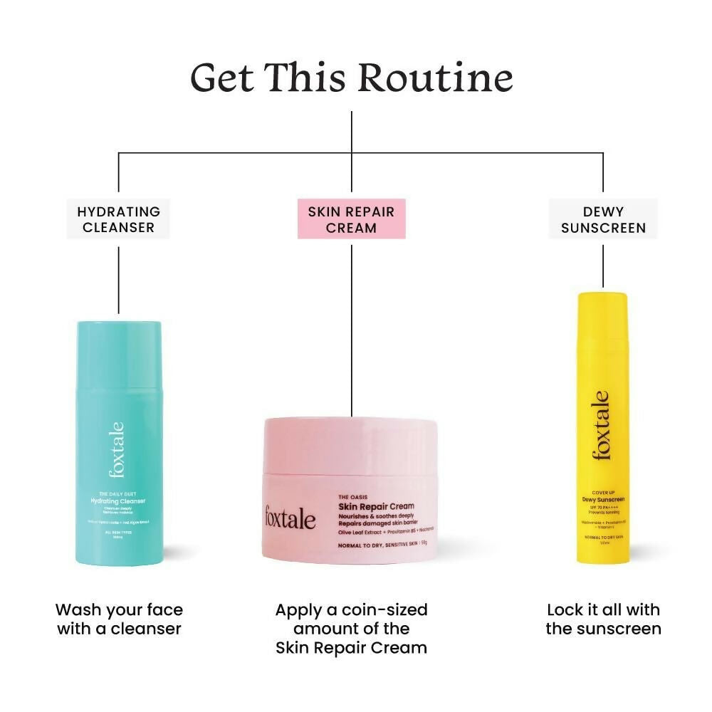 Foxtale Skin Repair Cream With Olive Leaf Extract, Provitamin B5 & Niacinamide | Grocsy