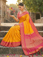 Shree Shyam Fashion Yellow Soft Silk Saree | Grocsy