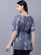 Myshka Stylish Dark Grey Silk Short Sleeve Women's Kaftan | Grocsy