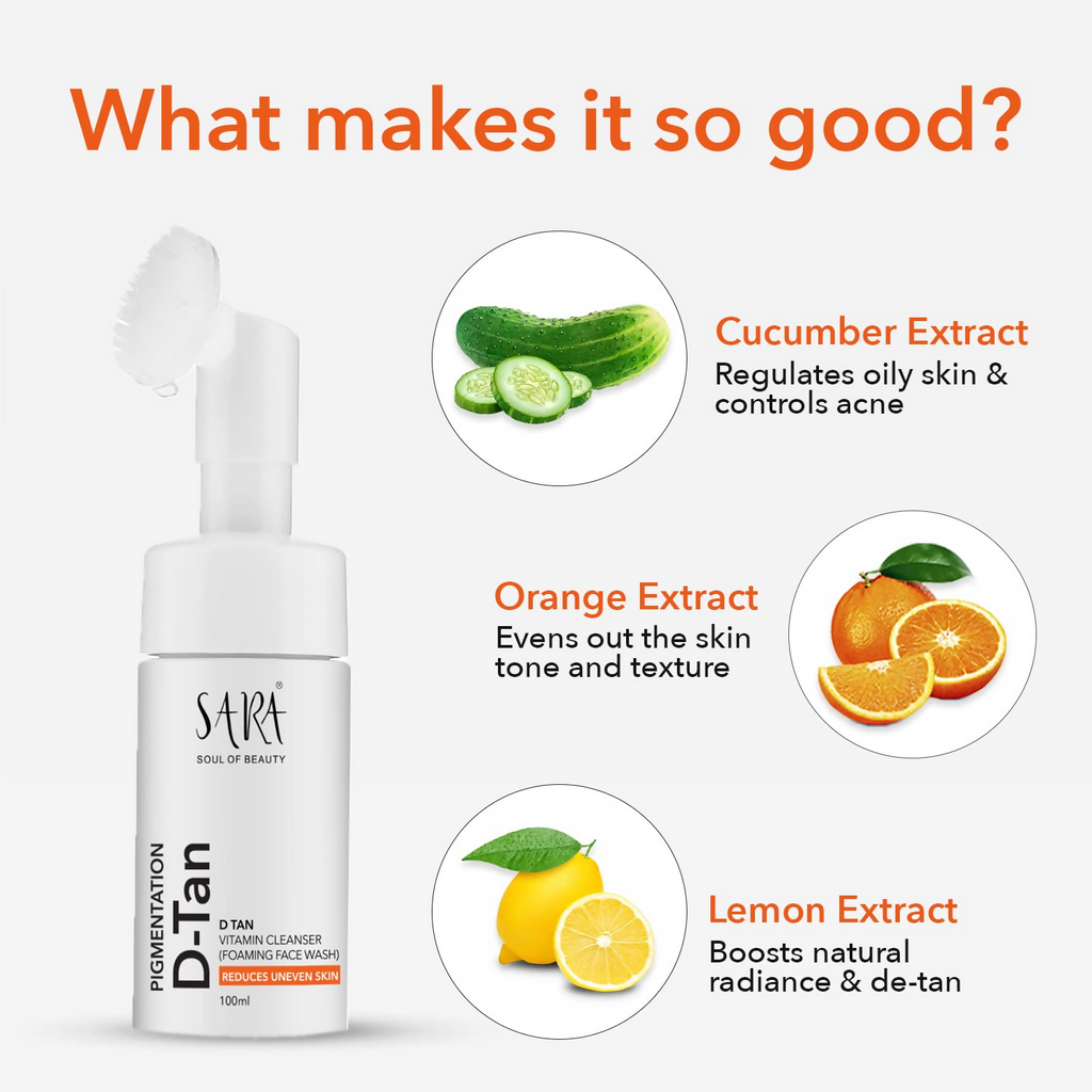 Sara Soul of Beauty D-Tan Vitamin C Foaming Cleanser Face Wash | Grocsy