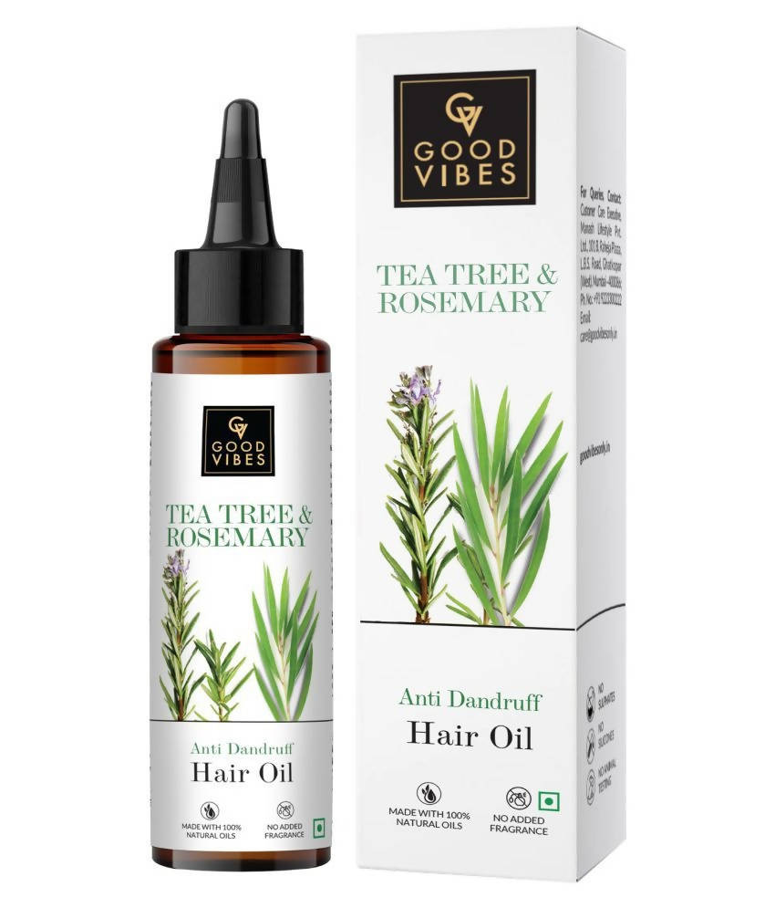 Good Vibes Tea Tree & Rosemary Anti Dandruff Hair Oil | Grocsy