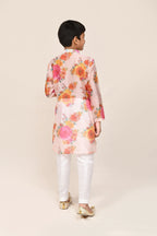Joban Fashion Georgette Peach Kurta With Straight Fit Pant | Grocsy