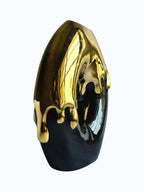 Sun Mun Decors Black & Golden Ceramic Premium Melting Gold Vase | Grocsy