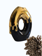 Sun Mun Decors Black & Golden Ceramic Premium Melting Gold Vase | Grocsy