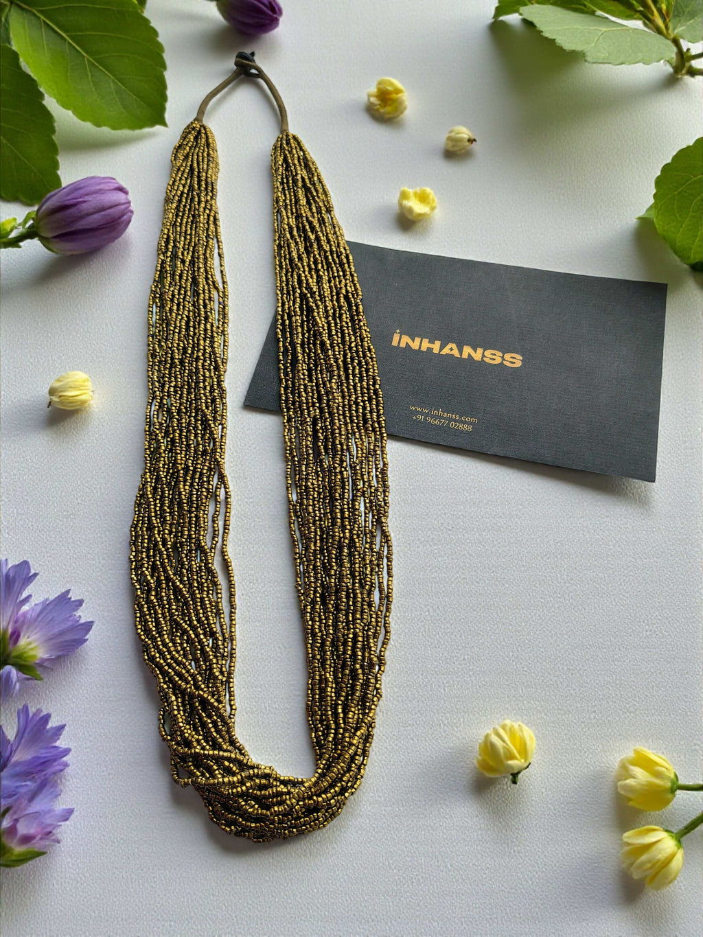 Inhanns Rangsaaz 20-Layer Luxe Long Beaded Only Necklace - Golden Long | Grocsy