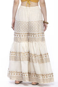 Mominos Fashion Cotton Off White Gold Print With Gota Sharara | Grocsy