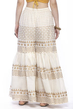 Mominos Fashion Cotton Off White Gold Print With Gota Sharara | Grocsy