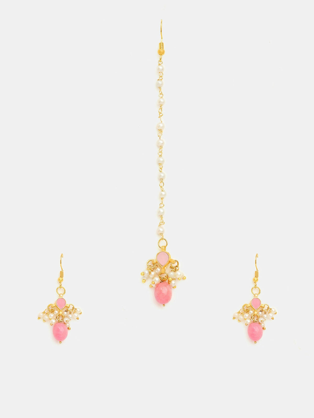Ruby Raang Mannat Maang Tikka With Pair Of Earrings | Grocsy