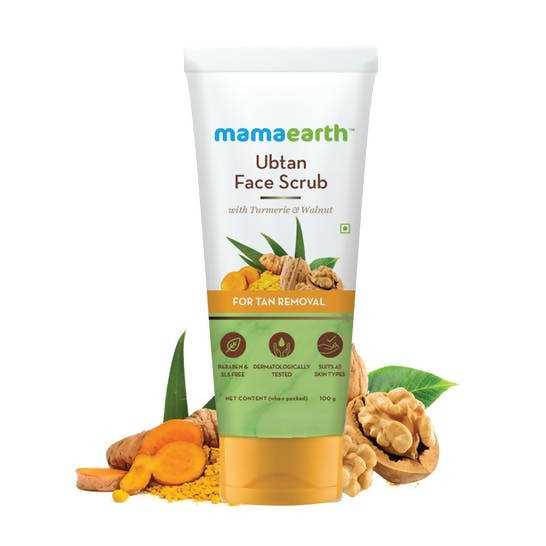 Mamaearth Ubtan Face Scrub with Turmeric & Walnut for Tan Removal | Grocsy