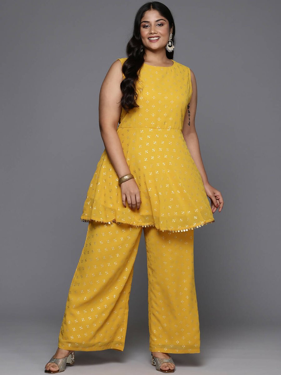 Ahalyaa Women's Traditional Wear Co-ords - Mustard | Grocsy
