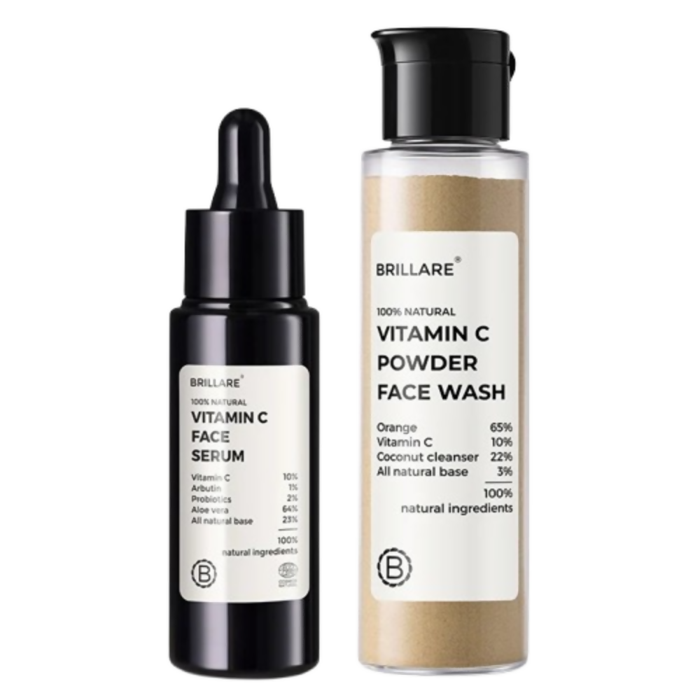 Brillare 10% Vitamin C Face Serum & Vitamin C Powder Face Wash | Grocsy