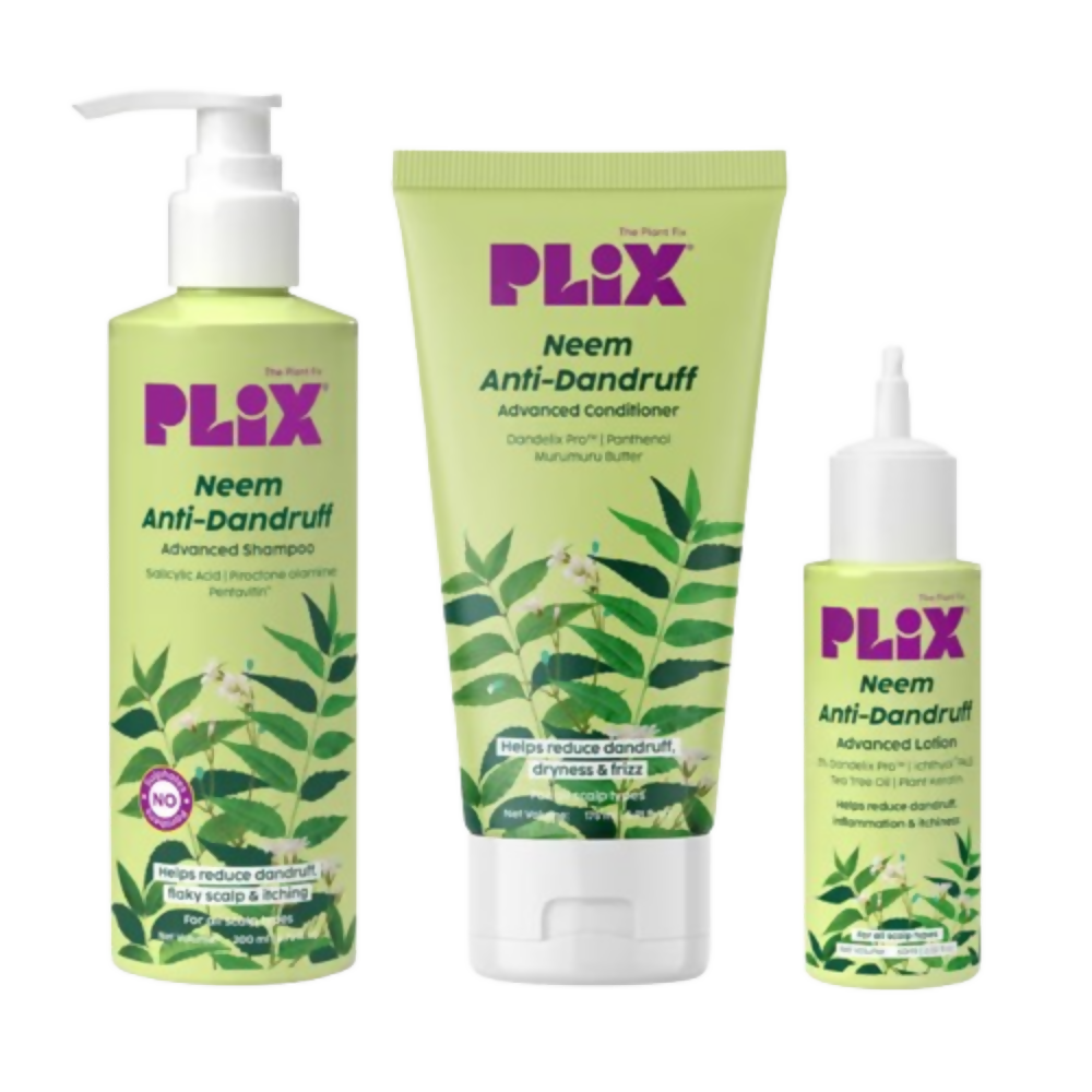 PLIX The Plant Fix Neem Anti-Dandruff Advanced Combo - Shampoo, Conditioner & Lotion | Grocsy