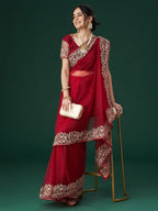 kasee Women's Aari Work Embroidered Net Sarees | Grocsy