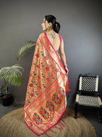 Joban Fashion Rani Pink Floral Vine Pattern Soft Silk Paithani Saree | Grocsy
