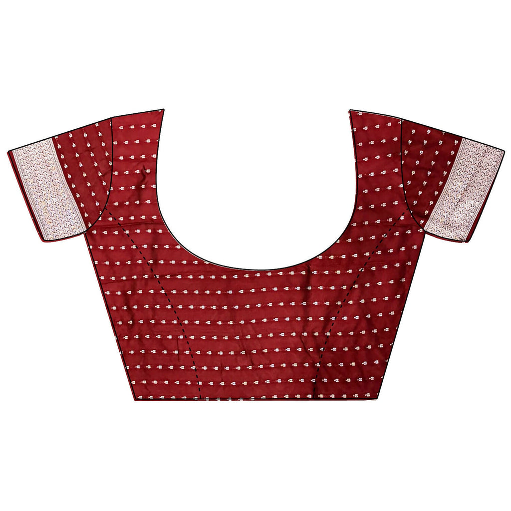 Joban Fashion Maroon Floral Motifs Soft Silk Banarasi Saree | Grocsy