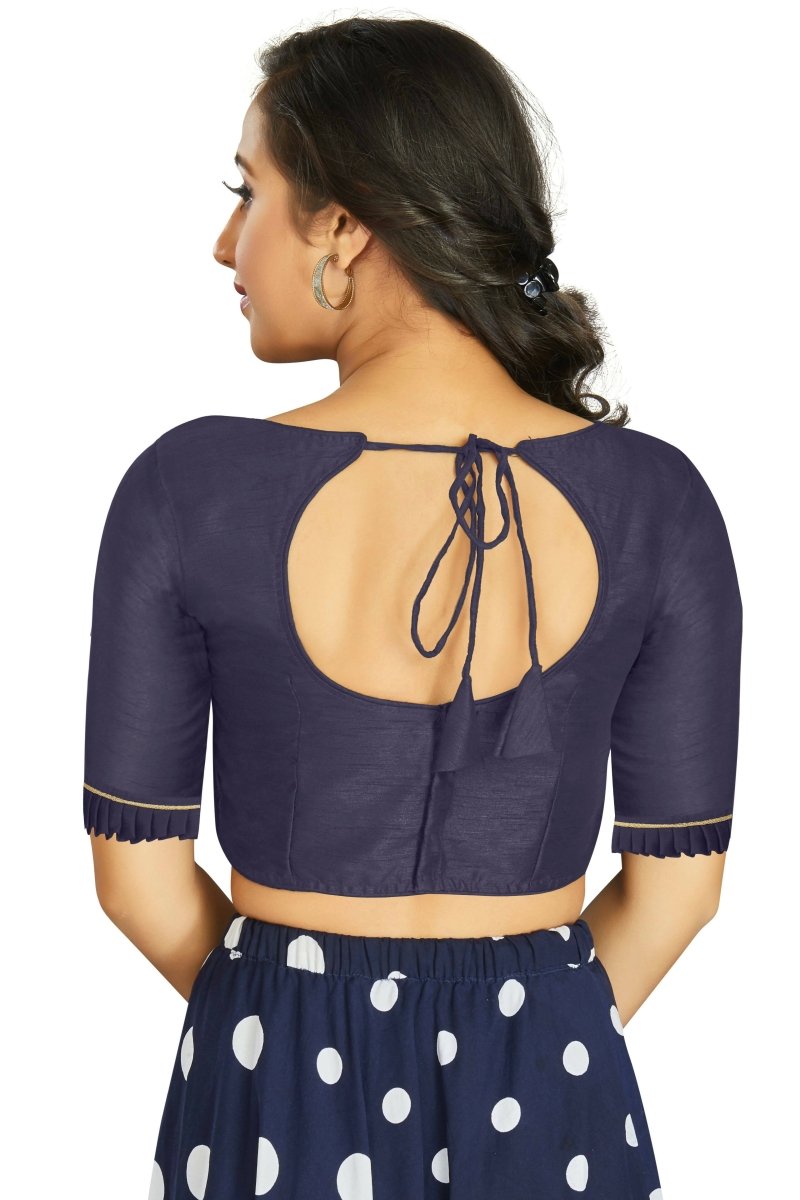 Aastha Fashion Women's Navy Blue Art Silk Designer Party Wear Readymade Blouse | Grocsy