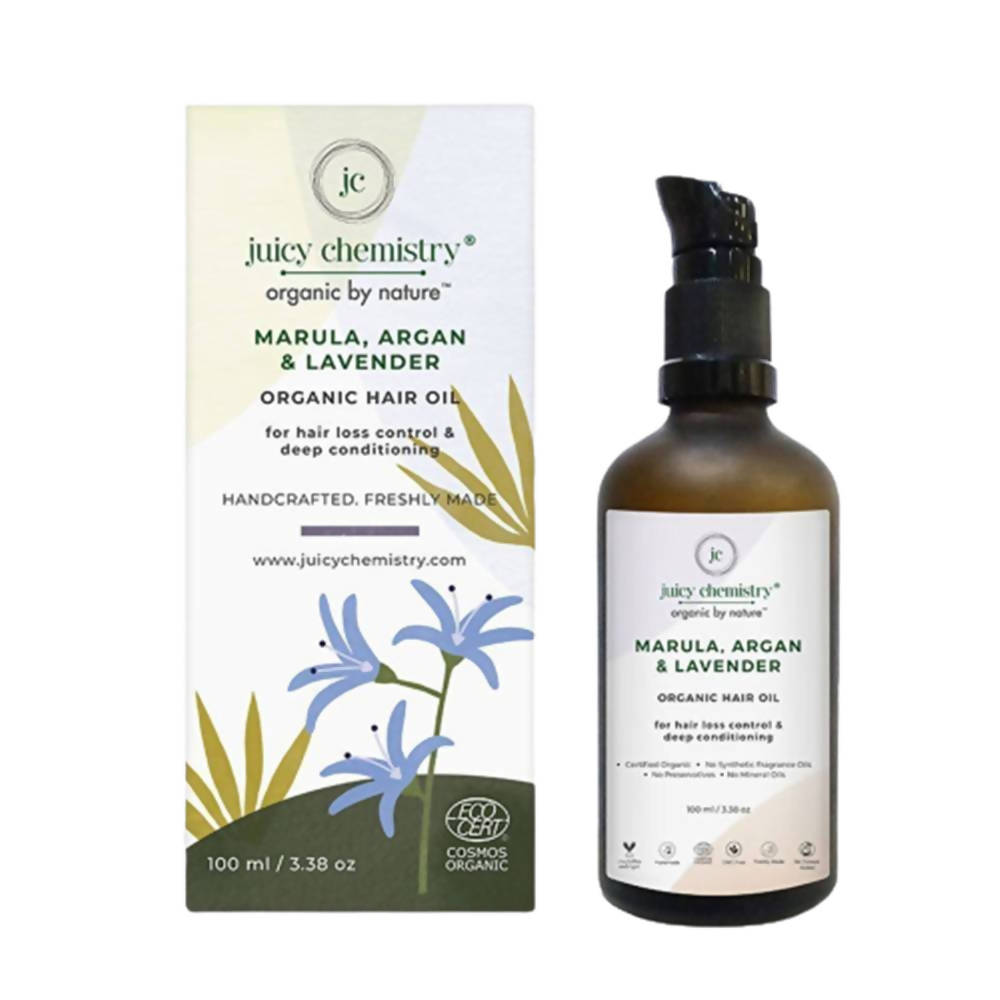 Juicy Chemistry Marula, Argan & Lavender Organic Hair Oil | Grocsy