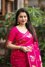 Rani Pure Silk Woven Design Saree with Unstitched Blouse - A2M | Grocsy