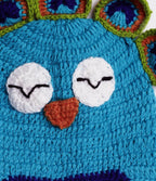 Chutput Kids Woollen Hand Knitted Peacock Face Detailed Cap - Blue | Grocsy