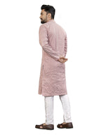 Anaita Pink Lucknowi Work Silk Straight Kurta | Grocsy