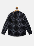 Manet Ethnic Full Sleeves Circle Printed Shirt - Black | Grocsy