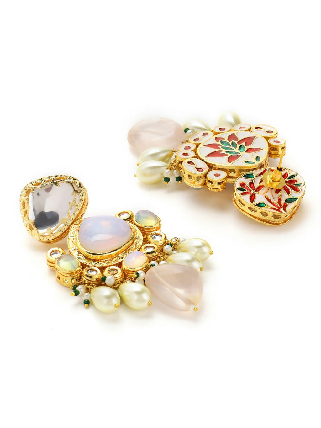 Multi Stone Maharani Kundan Neckpiece with Earrings and Maang Tikka- Ruby Raang | Grocsy