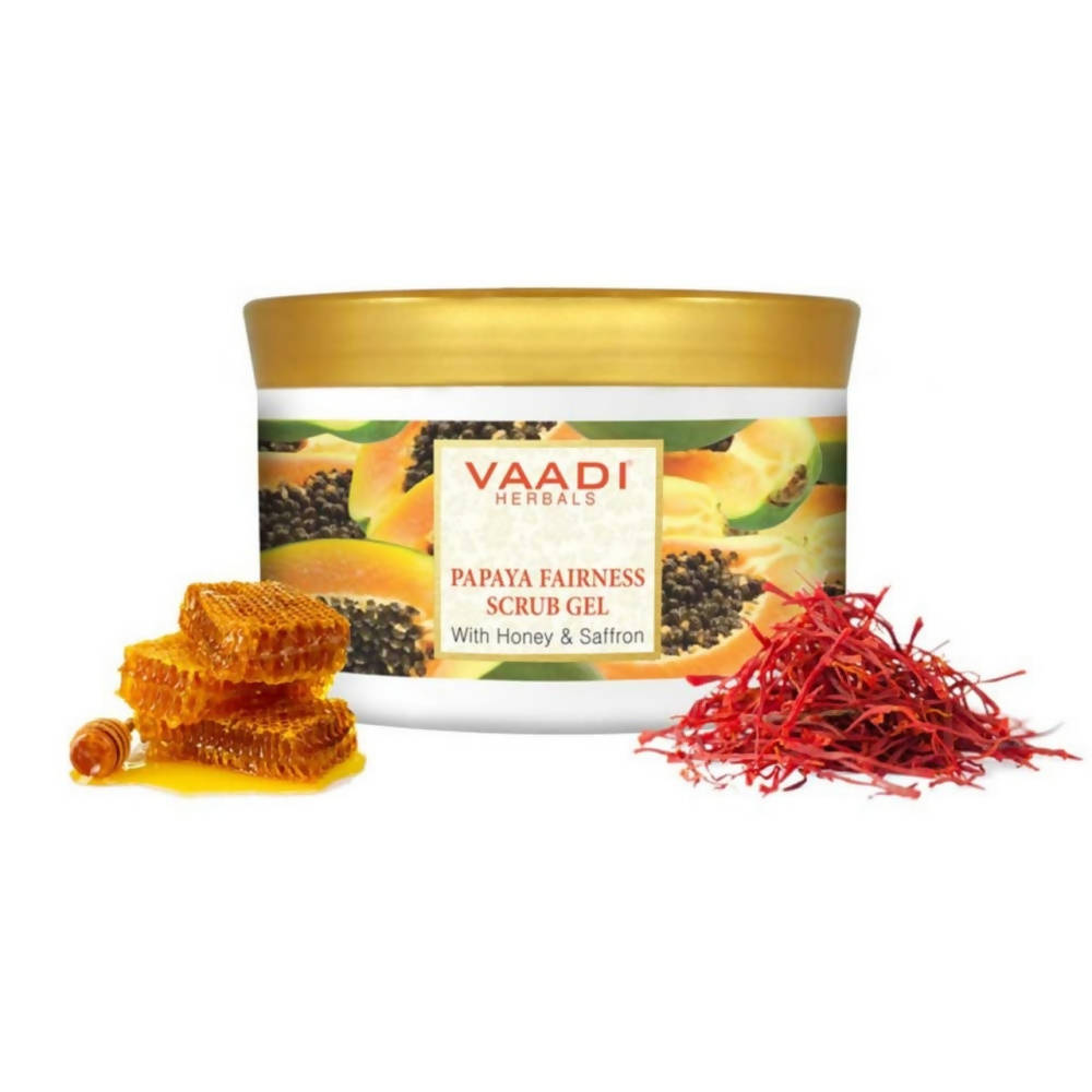 Vaadi Herbals Papaya Fairness Scrub Gel with Honey and Saffron | Grocsy
