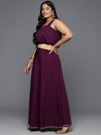Ahalyaa Women's Traditional Wear Co-ords - Burgundy | Grocsy