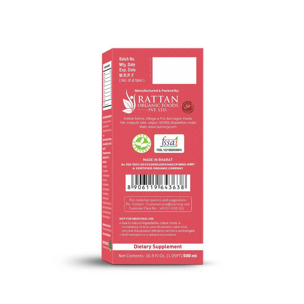 Nutriorg Aloevera Strawberry Juice | Grocsy