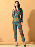 Myshka Women's Multi Printed Coat With Trousers | Grocsy