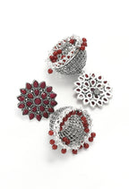 Mominos Fashion Johar Kamal Kundan Work Jhumka With Maroon Beads