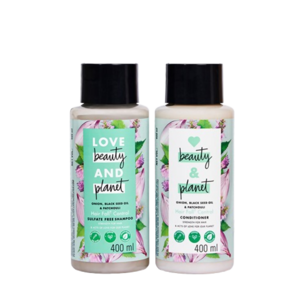 Love Beauty And Planet Onion Blackseed & Patchouli Hair Fall Control Sulfate Free Shampoo & Conditioner | Grocsy